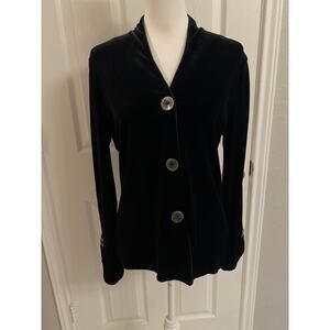 Vintage Harvé Benard Black Velvet Button Front Top Med Whimsigoth Dark Academia